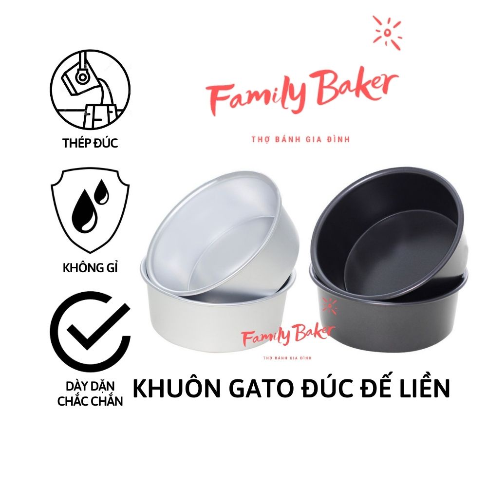 Khuôn làm bánh Gato hình tròn đế liền 16cm/ 18cm/ 20cm Màu đen/trắng, hợp kim nhôm đúc dày dặn, hấp thụ nhiệt tốt