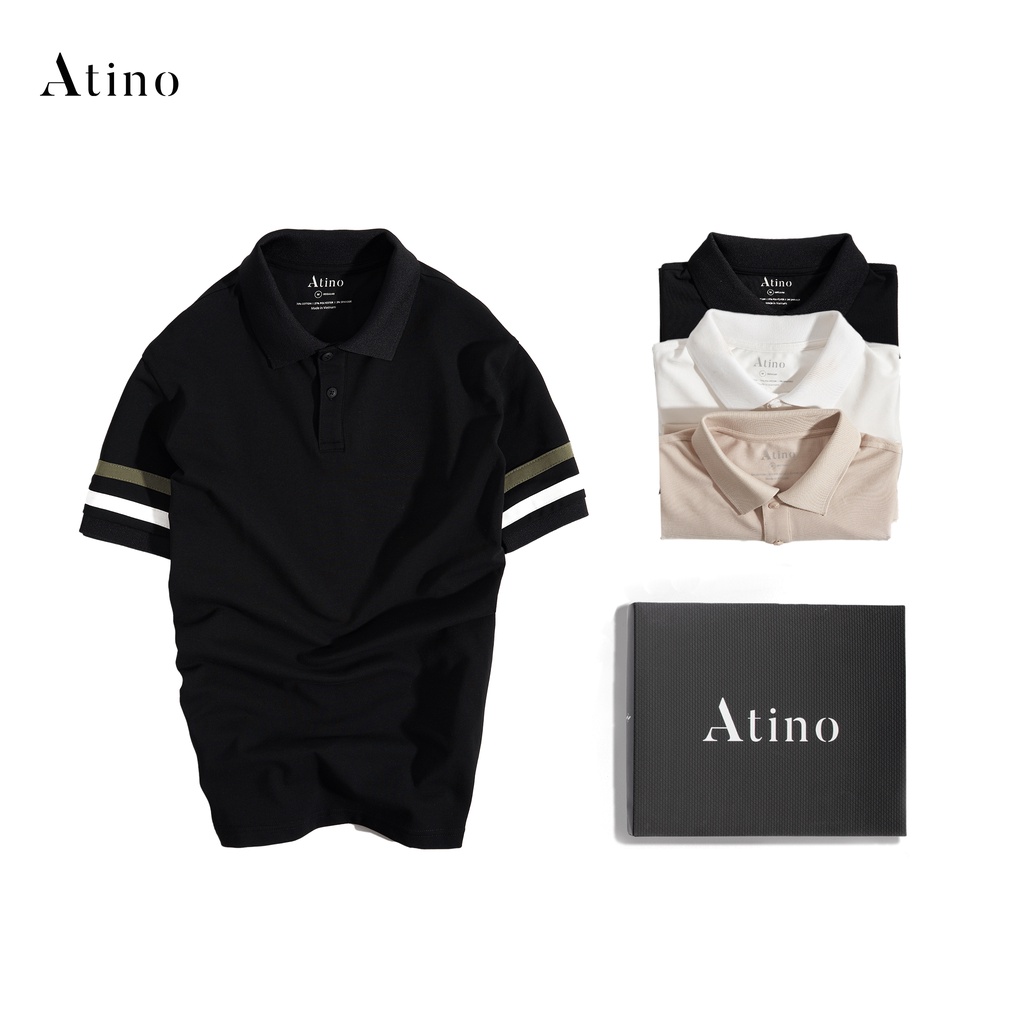 Áo Polo Nam PAREL ATINO phối viền trẻ trung vải cá sấu Cotton cao cấp thoáng mát APL2108