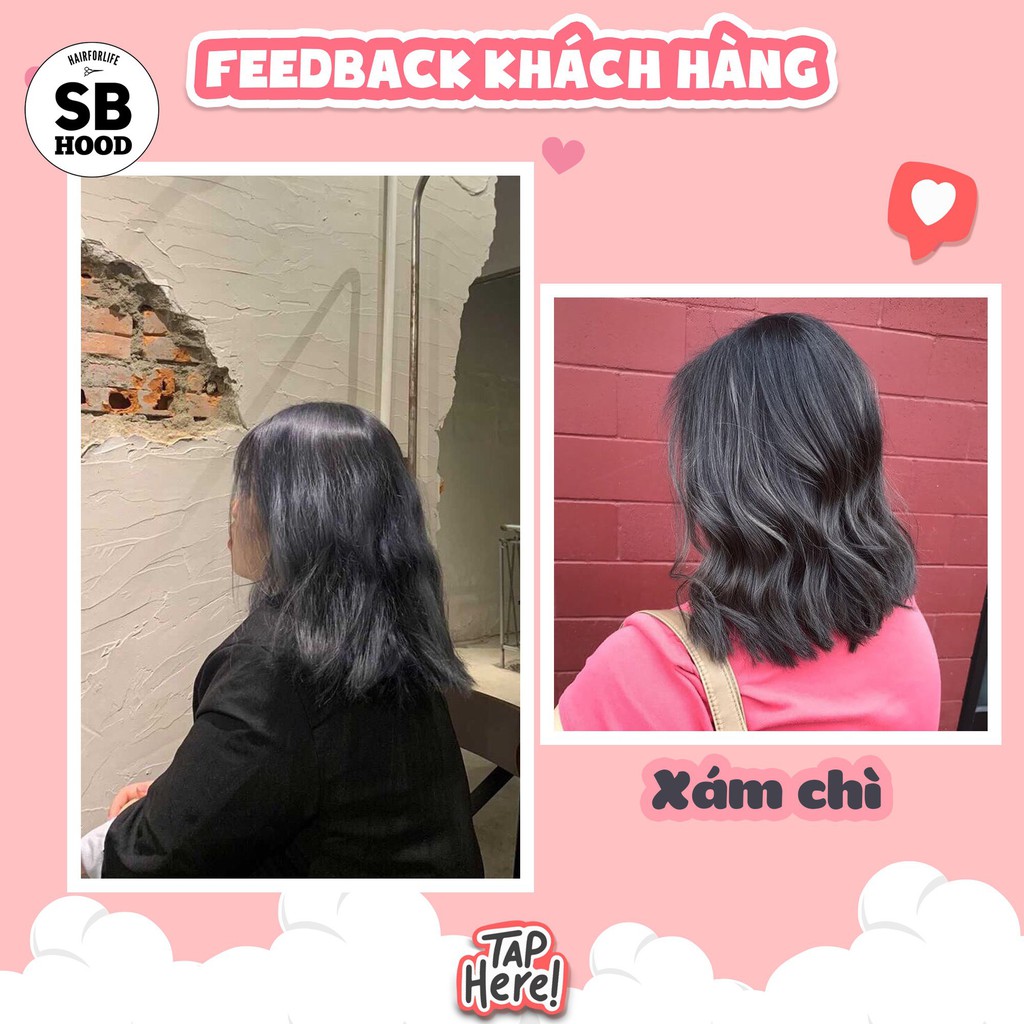 Thuốc nhuộm tóc SB Hood tone màu than chì, tặng kèm Oxy