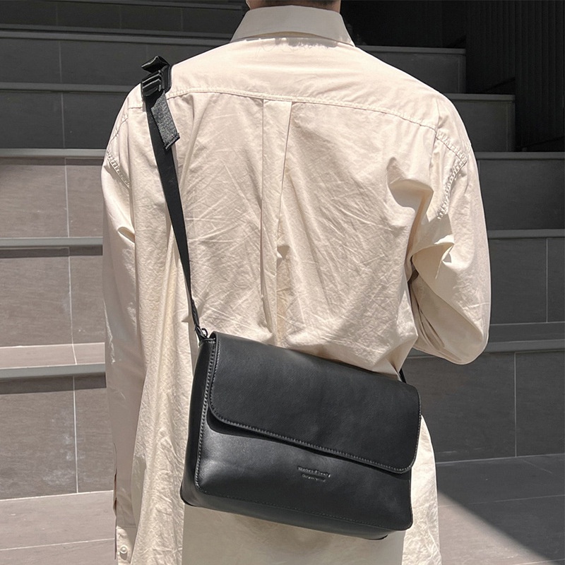 Túi đeo chéo bì thư da Unisex quai đính kèm túi phụ nhỏ độc lạ