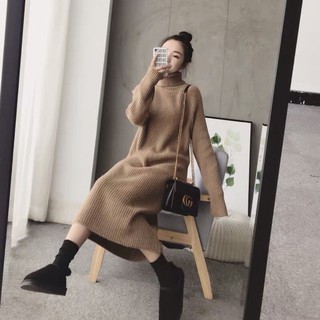 (HÀNG ORDER) Váy len suông cổ lọ dáng dài GNCM2