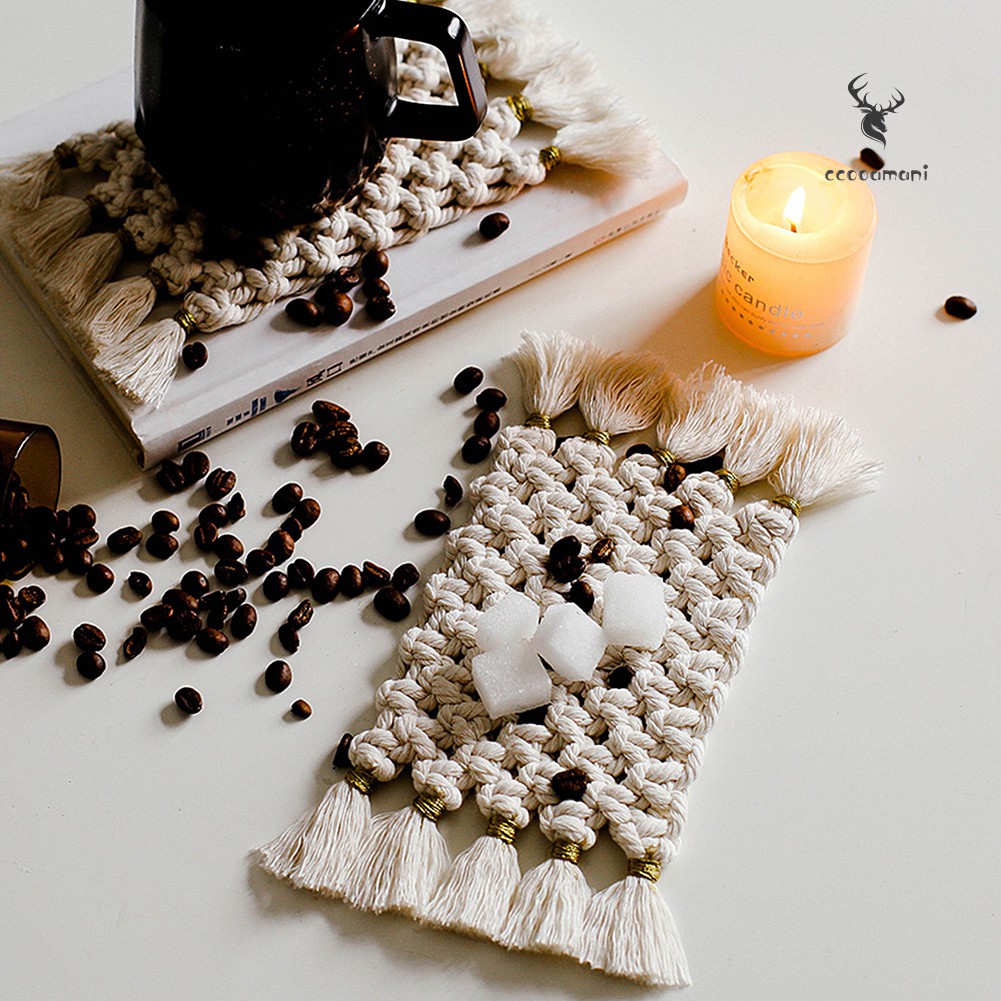 HANDMADE Tấm Lót Bàn Ăn Chống Trượt, Cách Nhiệt, Được Làm Từ Cotton, Kiểu Dây Bện