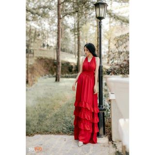 Váy đỏ 2 dây xoè tầng sexi - váy đẹp