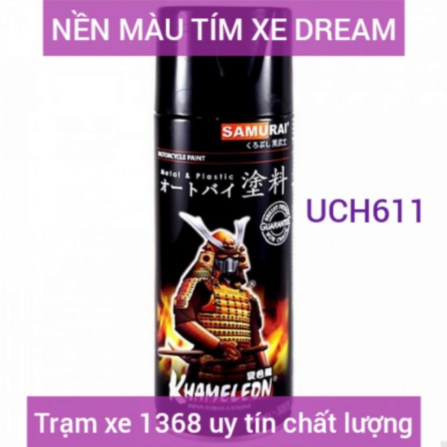 SƠN SAMURAI CHAI SƠN NỀN CHO MÀU TÍM NHO XE DREAM UCH611