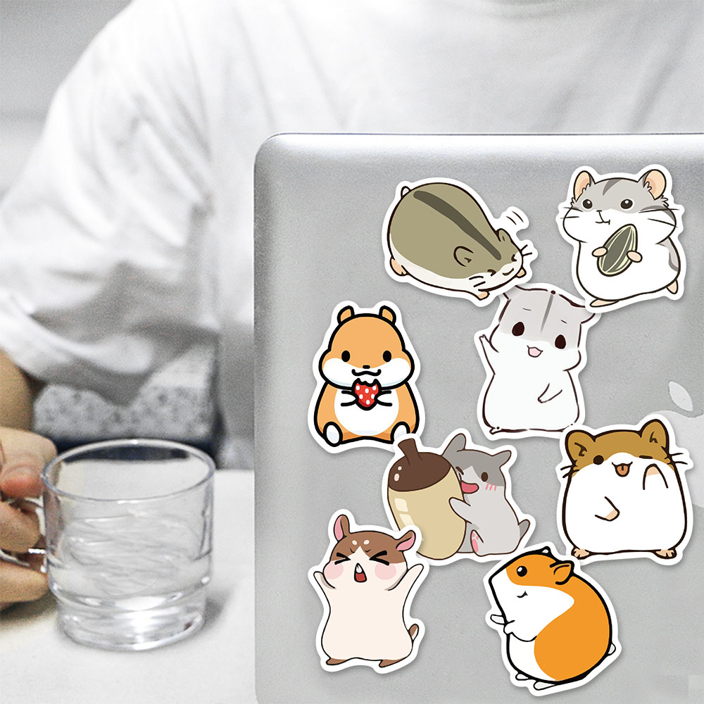 Set 50 miếng dán hình chuột hamster đáng yêu bằng PVC