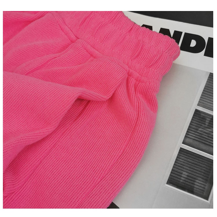 Bán Chạy!F &amp; X Quần Short Thể Thao Dáng Rộng Lưng Vừa Xếp Ly Màu Đỏ Hồng Phong Cách Đường Phố Mùa Xuân Hè Cá Tính