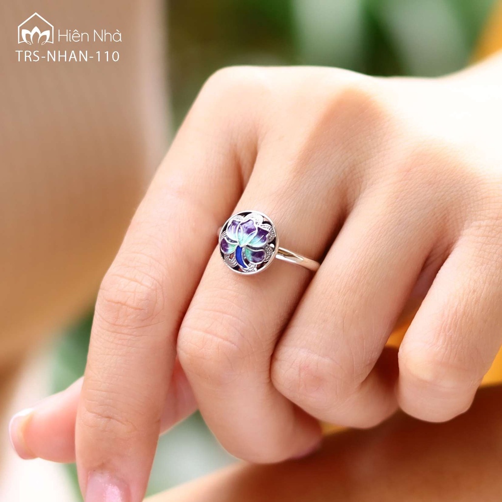 Nhẫn hoa sen họa tiết Mandala - Trang sức Bình an - Trong Nhà