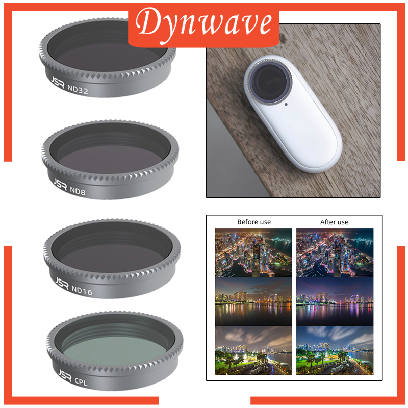 [DYNWAVE]4 Pieces Lens Filters ND8 ND16 ND32 ND64 Replaces for Insta360 GO 2 Premium