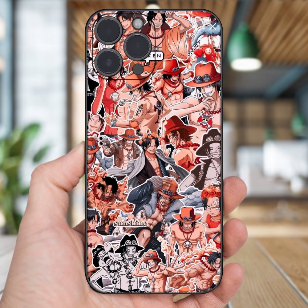 Ốp lưng iPhone 13 Pro Max dẻo đen cạnh vuông in hình Ace One Piece