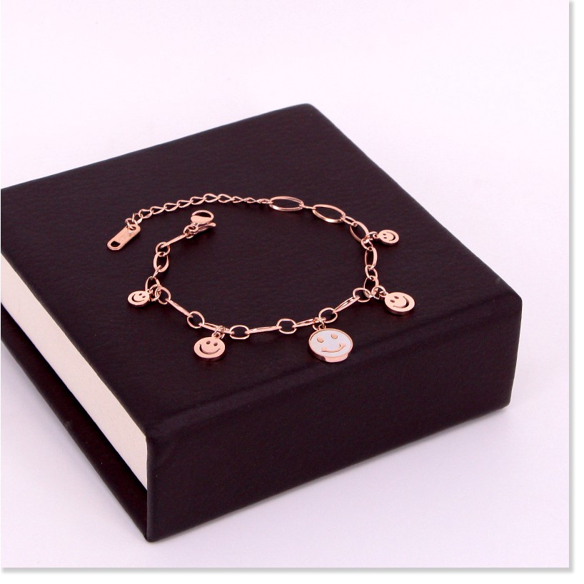 Vòng tay lắc tay nữ titan mặt cười H14-401 - CAM KẾT KHÔNG GỈ, KHÔNG BAY MÀU - BẢO HÀNH 12 THÁNG