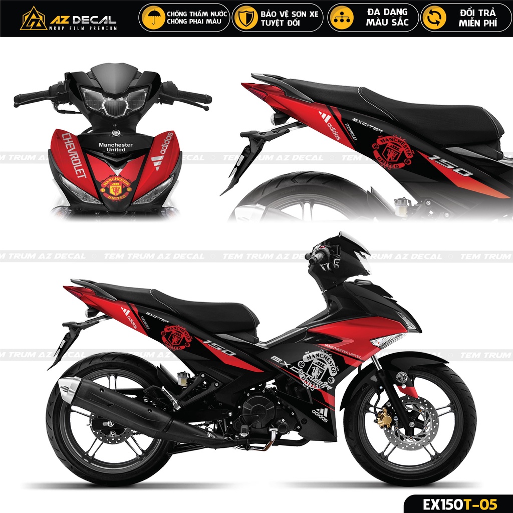 Tem Trùm Xe Exciter 150 Đen Đỏ Cực Chất Năm 2022 | Decal Trùm Dán Ex 150 Chống Nước, Bền Màu