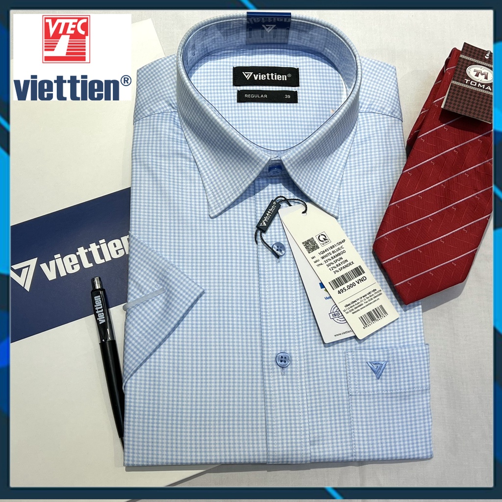 Áo sơ mi cộc tay Việt Tiến 6451 có size lớn- 100% CHÍNH HÃNG