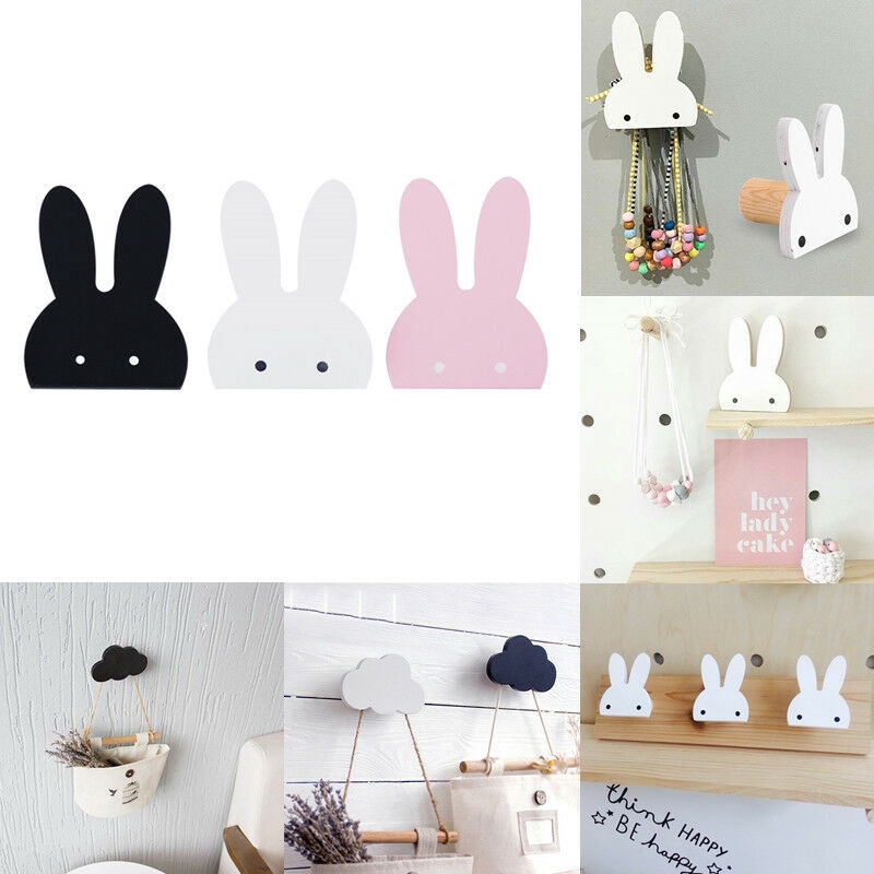 Giá Đỡ Treo Tường Hình Thỏ / Đám Mây Bằng Gỗ Phong Cách Bắc Âu Trang Trí Phòng