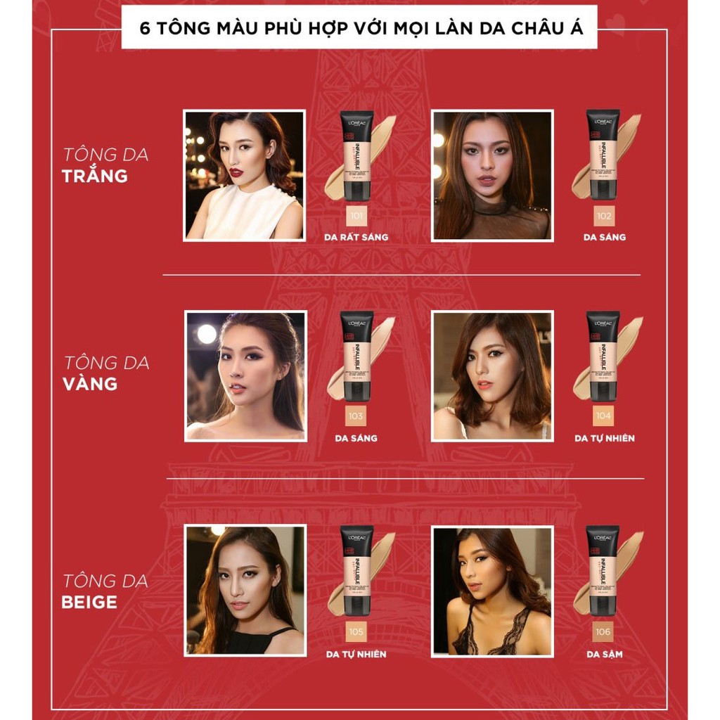 Kem Nền BB Trang Điểm Lâu Trôi L'Oreal Infallible Pro-Matte 24H Foundation Makeup 30ml | BigBuy360 - bigbuy360.vn