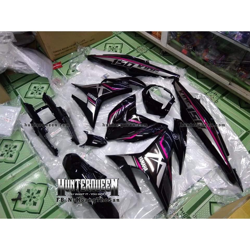 Tem Exciter 150, MX nhọn. Xe đen, tem hồng bạc. Chỉnh sửa theo yêu cầu. Sắc nét, bền màu, chống nước