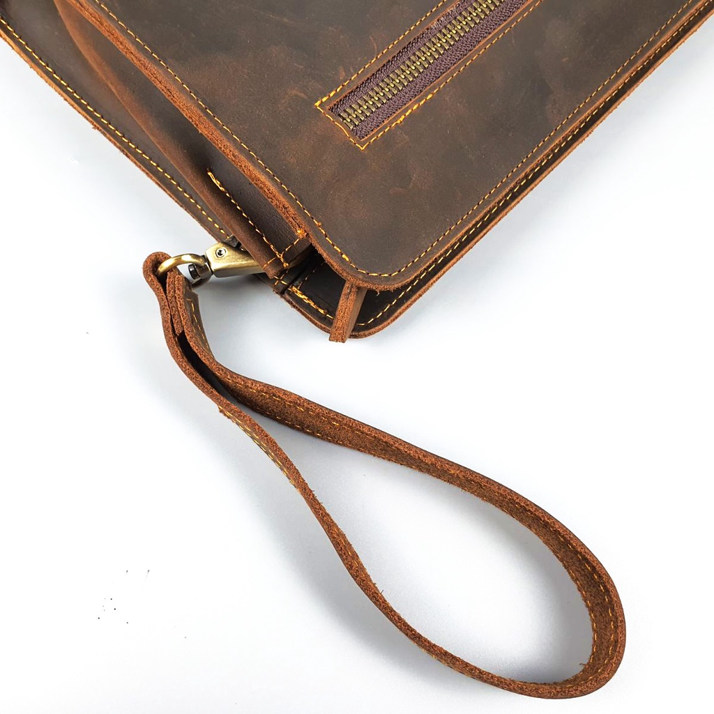 Clutch nam da bò sáp CL145VB  - 100% da bò thật, BH 3 năm