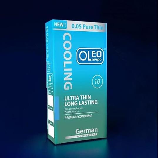 Bao cao su Oleo Cooling Ultra Thin Long Lasting 10s, bcs siêu mỏng nhiều gel, size nhỏ