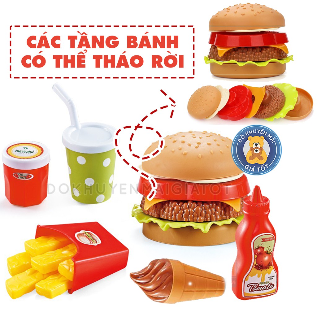 Đồ chơi cho bé  COMBO  Đồ chơi nấu ăn nhiều chi tiết cỡ lớn kèm khay đựng thức ăn nhanh bằng nhựa cho bé