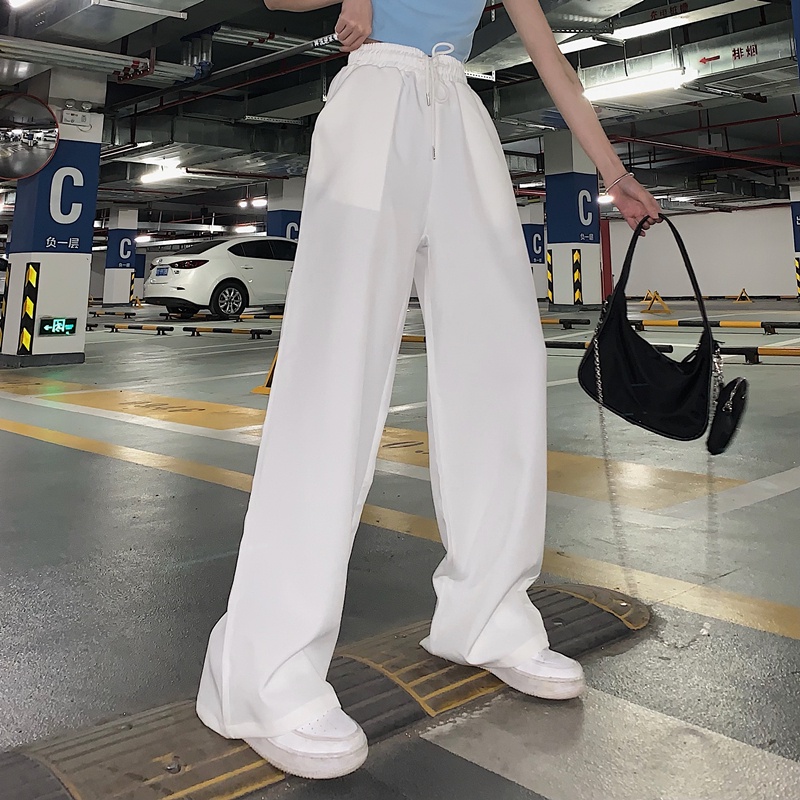 Quần Thể Thao Lưng Cao Ống Rộng Thời Trang Hàn Quốc Dành Cho Nữ