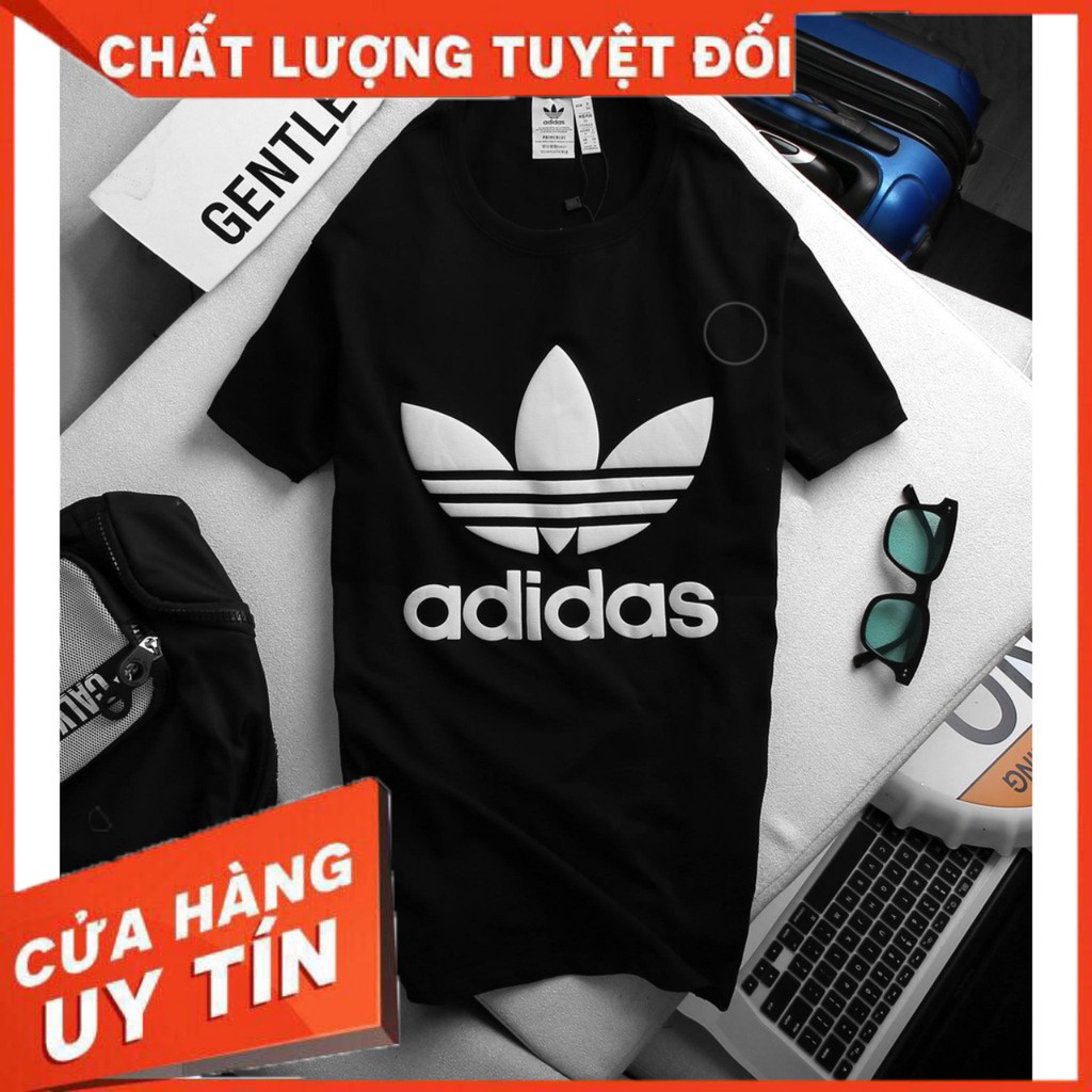 [FreeShip – Hàng cao cấp] Áo phông đen in logo Adidas cho nam và nữ chất liệu cotton mát lạnh cho mùa hè