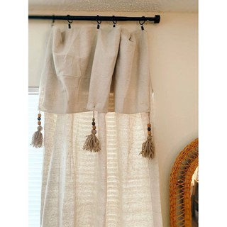 1 rèm cửa vải canvas phối tua rua độc lạ