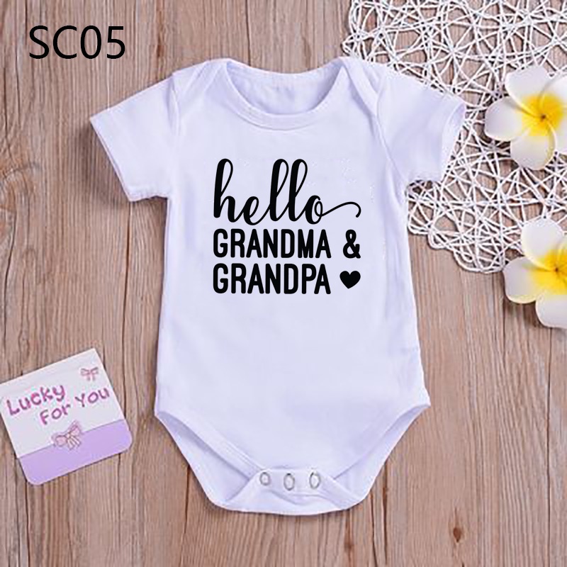 Áo Liền Quần Ngắn Tay In Chữ i love my grandpa and grandpa Dễ Thương Thời Trang Mùa Hè Cho Bé Sơ Sinh