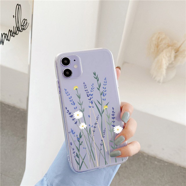 Ốp lưng iPhone Silicon Mềm Trong Suốt Họa Tiết Hoa Cho Iphone 6 đến 14promax - t27