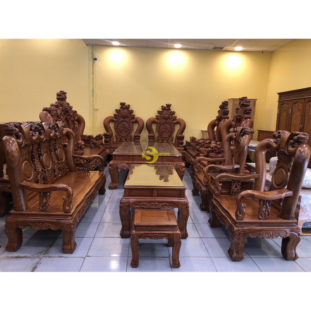 Bộ bàn ghế Minh quốc đào sài gòn gỗ lim tay 12, 6 món