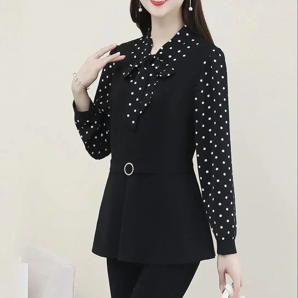 Áo Kiểu Tay Dài plus size Thời Trang Xuân Thu Cho Nữ