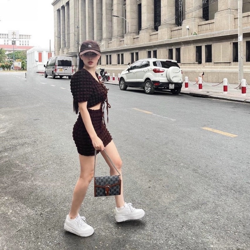 Áo Crt Thắt Dây Nơ Mix Chân Váy 🦋FREESHIP 🦋Áo Chất Xốp Siêu Xinhh