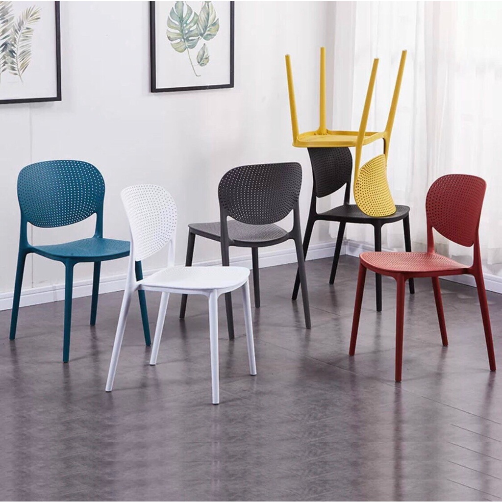 Ghế làm việc, học tập, cafe Full Nhựa PP cao cấp, Ghế ăn nhựa đúc nguyên khối xếp chồng nhiều màu