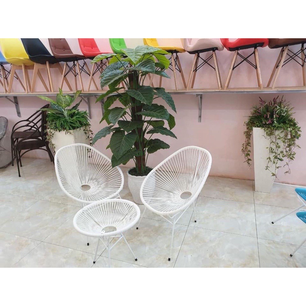 Bộ Bàn Ghế Ban Công Giả Mây Lõi Thép, Giúp Thư Giãn Trang Trí Phòng Khách Sân Vườn Coffee, Decor Khách Sạn