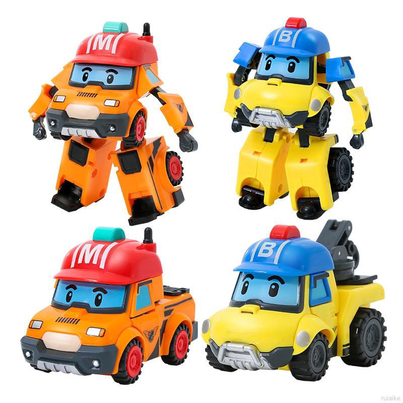 🍭 ruiaike 🍭 Transform Robot Car Toys Building Blocks Model Collection Deformation Doll Cartoon Kids Gifts