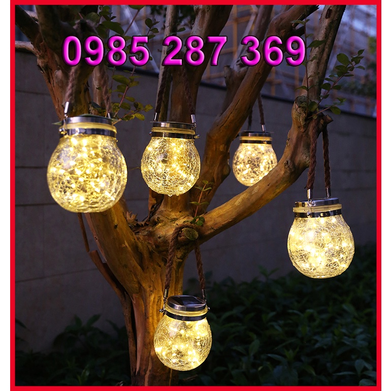 Đèn LED trang trí lọ thuỷ tinh năng lượng mặt trời, đèn LED decor quán cafe, phòng ngủ, không thấm nước, tuổi thọ cao