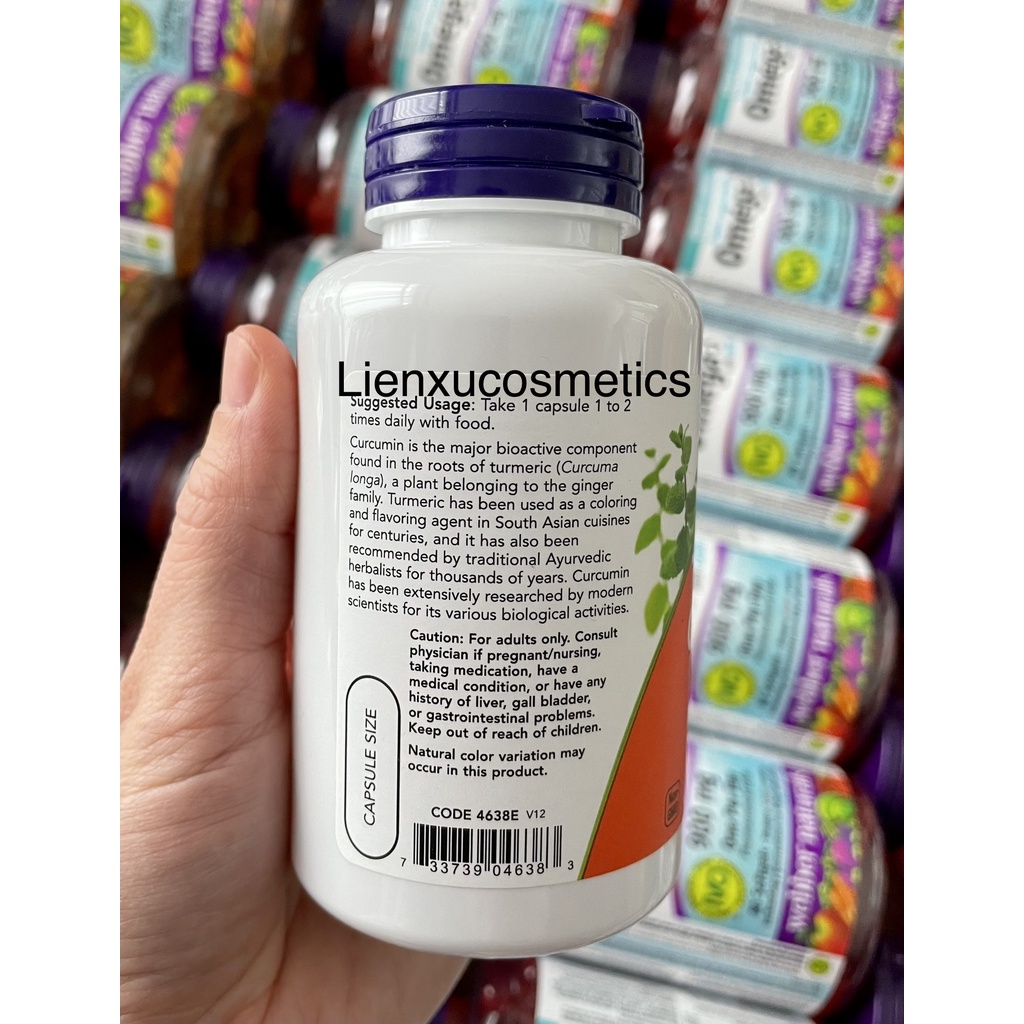 Viên uống Turmeric Curcumin Now tinh chất nghệ 60 viên; hsd 2027