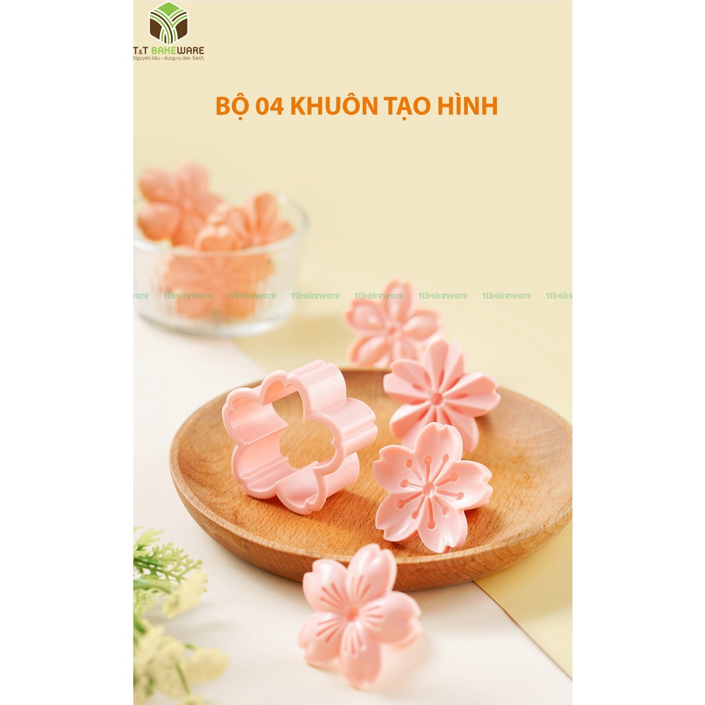 Bộ cutter hoa đào hồng làm bánh quy, tạo hình xinh xắn