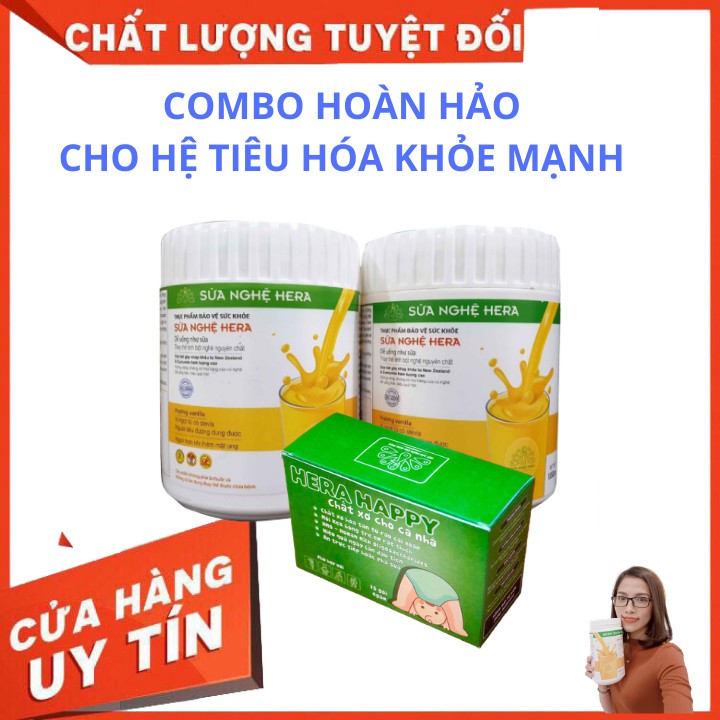 COMBO 02 Sữa Nghệ Hera 100g 💖1 Hộp Chất Xơ Hera Happy 💖 Hỗ Trợ Điều Trị đau Dạ Dày💖 Hết táo bón