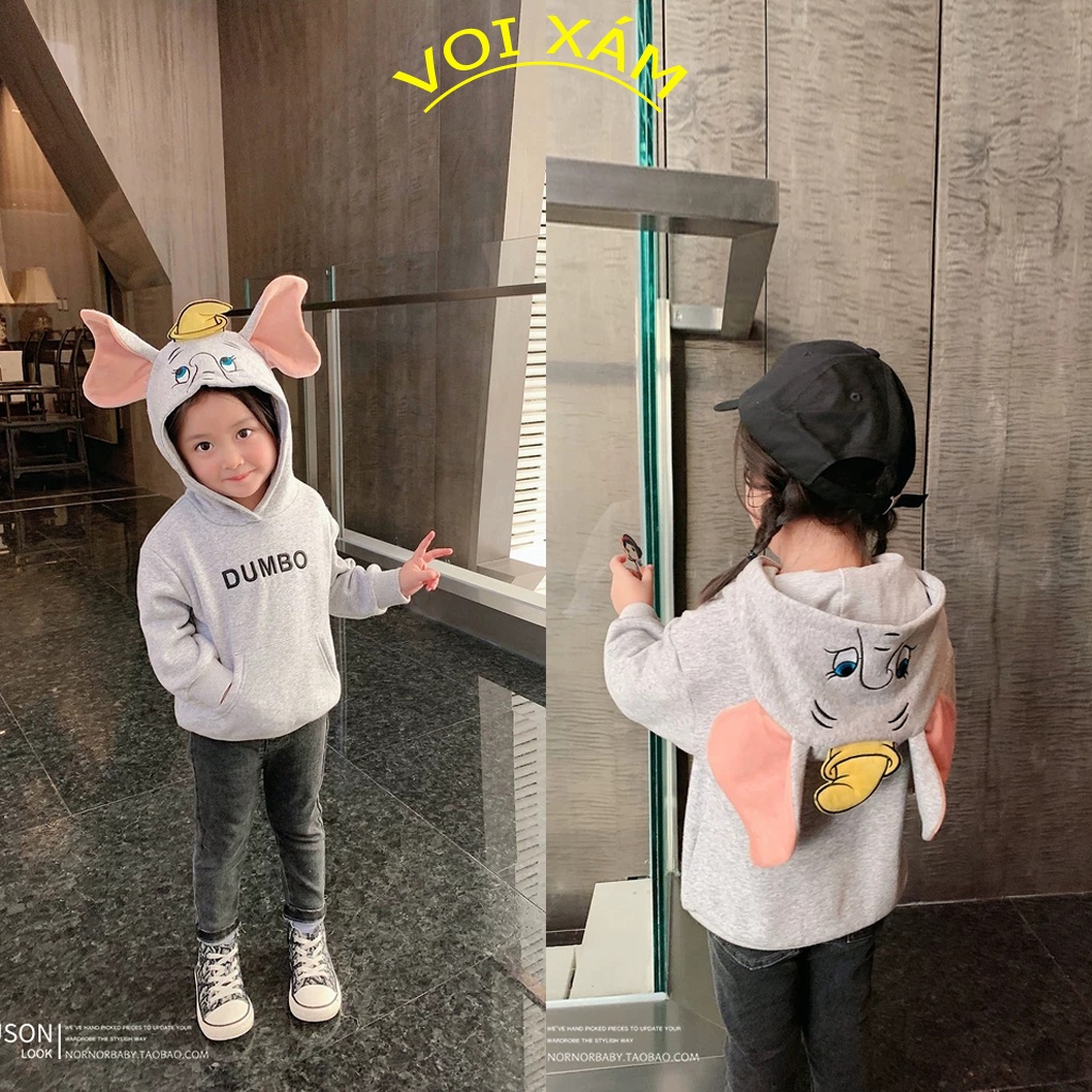 Áo khoác Nỉ Thu Đông Hoodie dày dặn Hình Thú Cho Bé Trai Bé Gái 8-18 kg