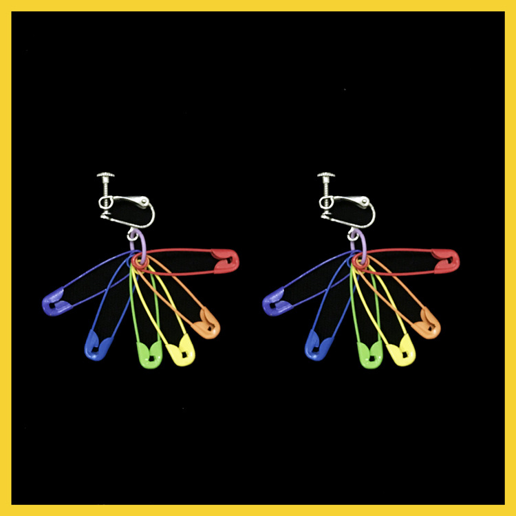 Khuyên tai ghim băng màu cầu vồng độc đáo thời trang phong cách Hàn Quốc 23561