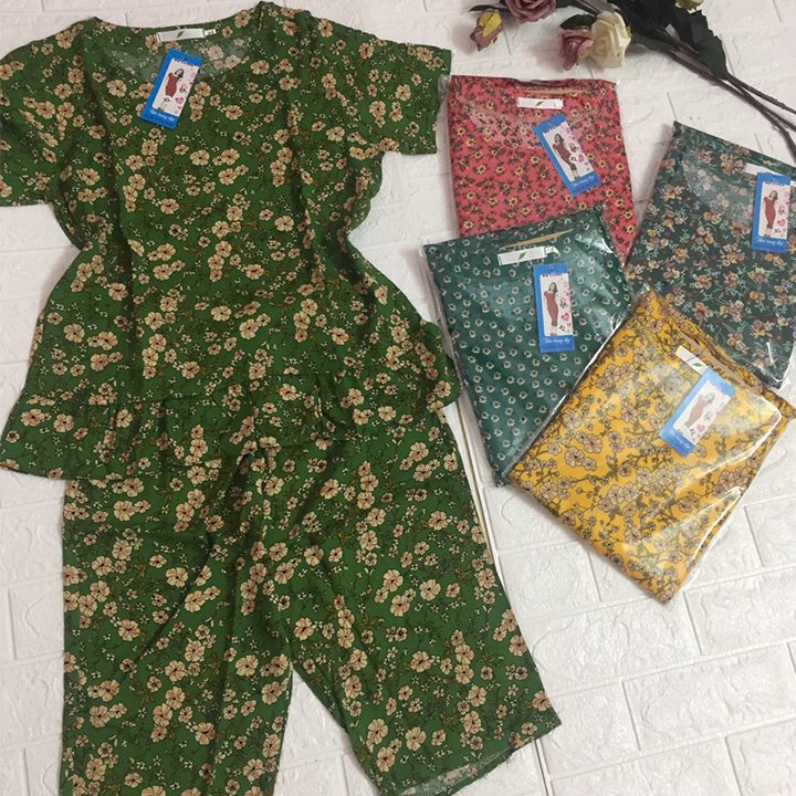 Bộ lửng cộc tay mặc nhà lanh hoa nhí CiZi Fashion