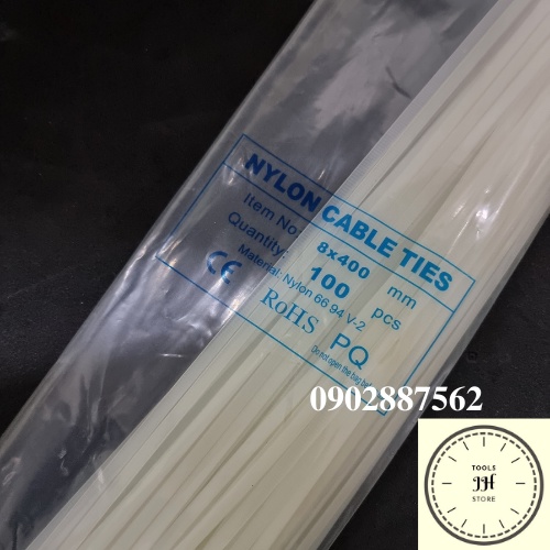 dây rút nhựa 8x400 có 2 màu trắng đen