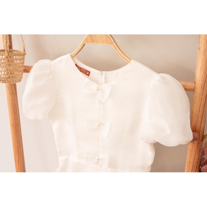 Đầm trắng🌷Hình thật🌷Đầm trắng xoè cổ nơ | BigBuy360 - bigbuy360.vn