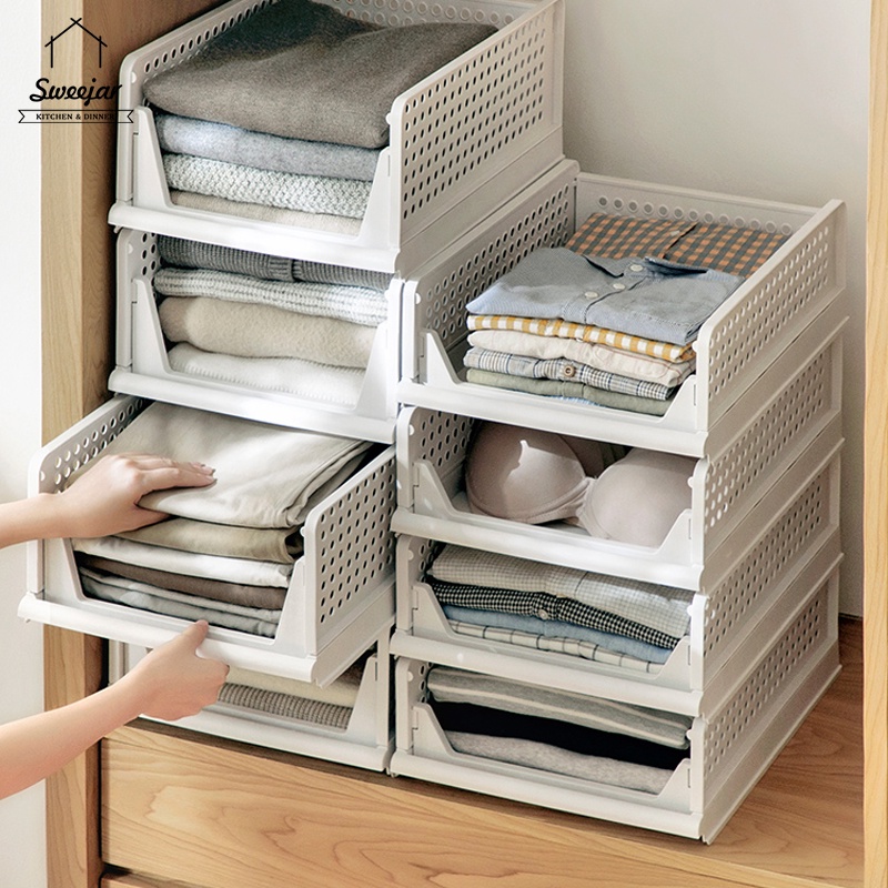 1 Hộp Đựng Quần Áo/Đồ Chơi Bằng PP Sức Chứa Lớn Xếp Chồng Được Có Thể Đẩy Lên Nhau