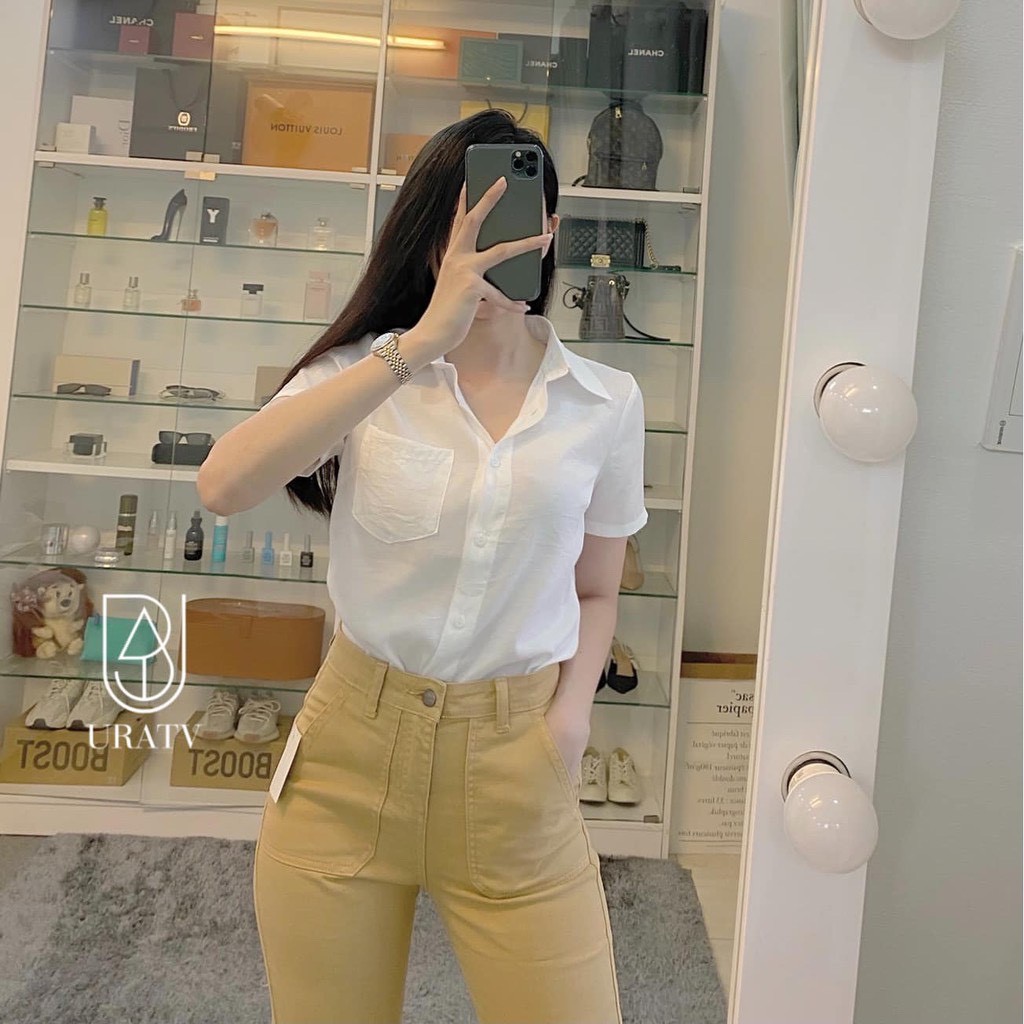[rẻ_đẹp] 1006 áo sơ mi 1 túi xinh