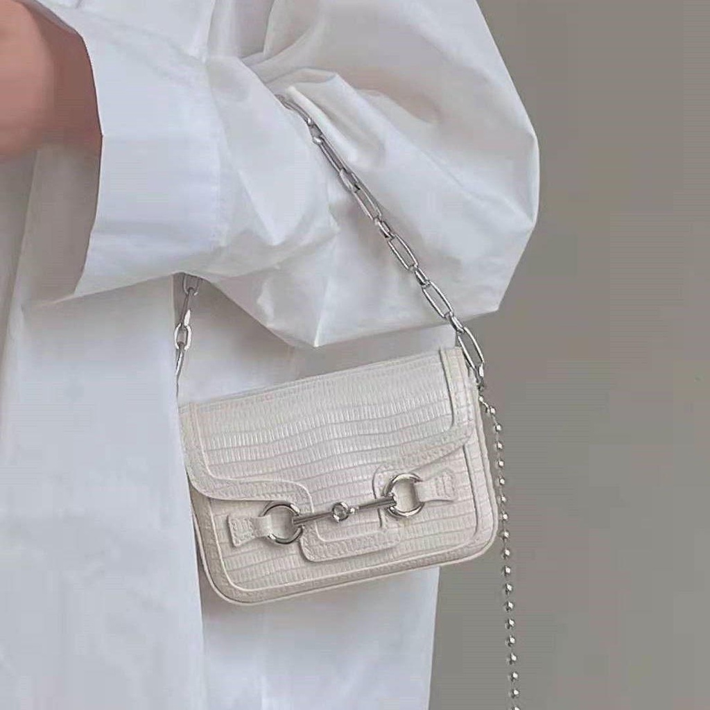 Túi xách mini họa tiết da thằn lằn phong cách cổ điển Pháp