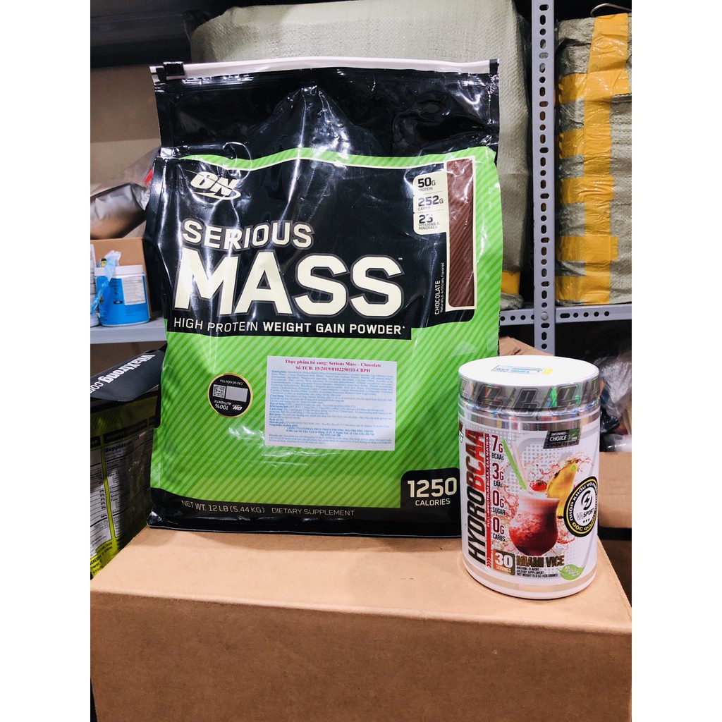 [COMBO] Tăng Cơ Bắp Tăng Cân An Toàn Hiệu Quả SERIOUS MASS 12lbs - HYDRO BCAA 30 Servings - Từ Châu Âu