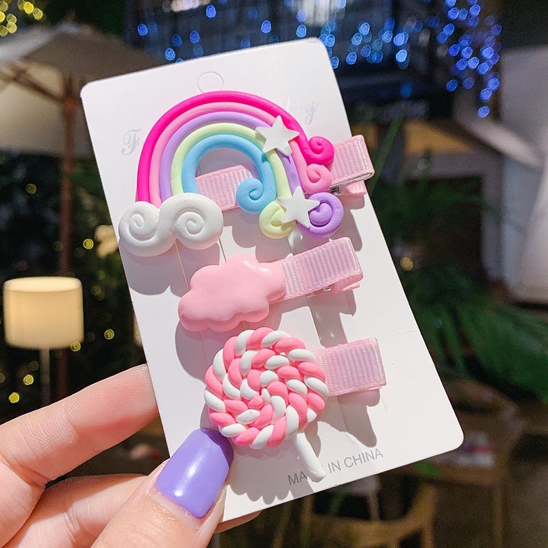 Kẹp Tóc Màu Cầu Vồng Dễ Thương Thời Trang Cho Bé Gái
