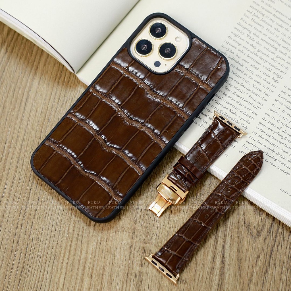 Ốp da thủ công Cá Sấu dành cho IPhone 14/14Plus/14Pro/14Promax/13/13Pro/13Promax/12/12Pro/12Promax ODTC117