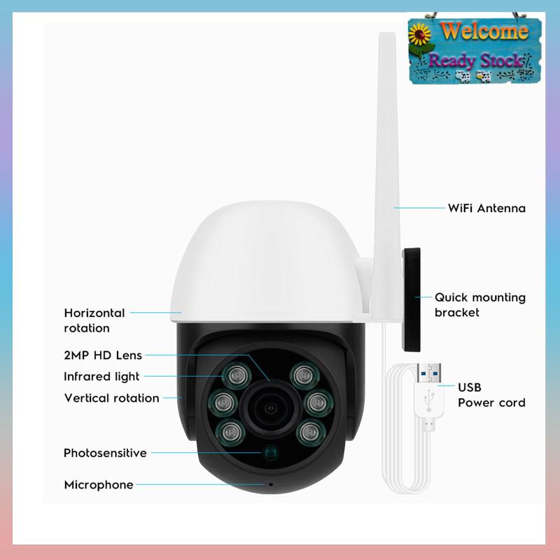 Camera IP wifi độ phân giải HD cảnh báo thời gian thực 2MP tương thích ứng dụng Tuya ổ cắm EU trong nhà ngoài trời