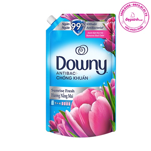 Túi nước xả vải Downy chống khuẩn hương Nắng Mai 1.5L